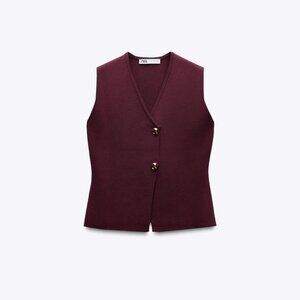 ZARA Burgundy Bandage Vest Top - S